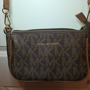Michael Kors Trisha Medium Logo Crossbody Bag - Brown LIKE NEW